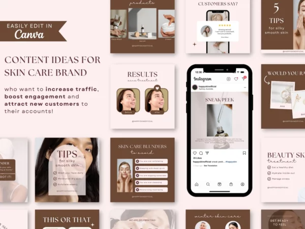 Skincare Instagram Post Template, Esthetician Instagram Templates, Skincare Instagram Post, Esthetician Canva Templates - Image 6