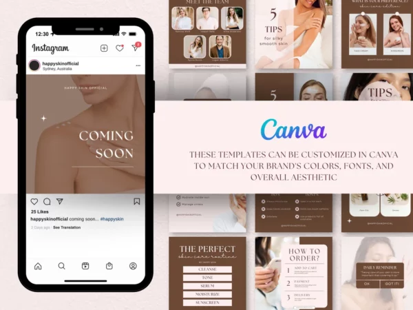 Skincare Instagram Post Template, Esthetician Instagram Templates, Skincare Instagram Post, Esthetician Canva Templates - Image 2