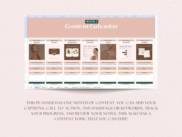 Editable Social Media Content Planner Google Sheets, Content Calendar, Content Strategy, Content Creation, Content Ideas - Image 3